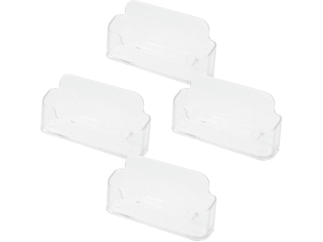 4Pcs Business Card Holder Clear Pc Material Transparent Business Cards Organizer Minimalist Office Desk Card Display Photocard