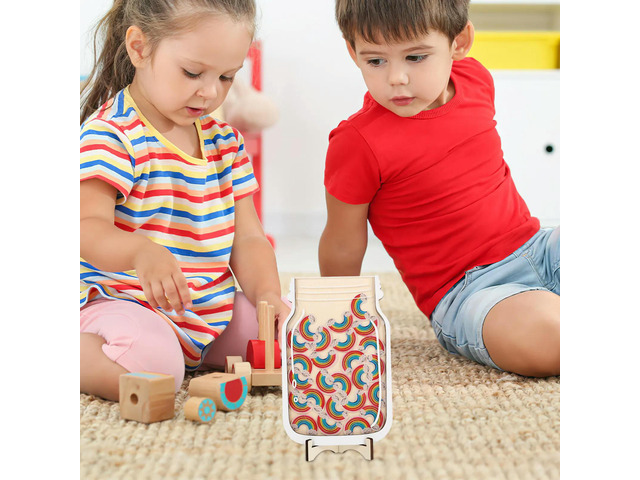 1Set Rainbow Reward Jar for Toddlers and Kids Encourages Goals Progress Tracking Decorative Wooden Reward Jar