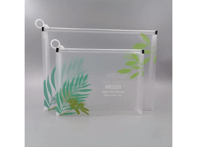 4Pcs Heavy Duty PP File Bags with Reinforced Zipper Transparent Organizer for Documents Term Papers Magazines Mobile