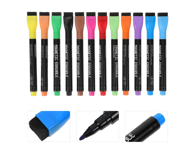 1Set Multicolor Liquid Chalk Markers Erasable Smooth Writing Dry Erase Markers for Whiteboard Paper Magnetic Surface