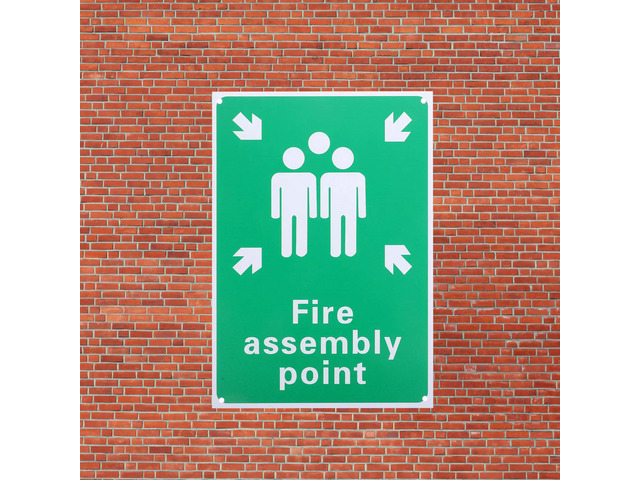 Fire Assembly Point Sign PVC Sturdy Lightweight Emergency Safety Sign for Office Bar Garage Outdoor Fire Safety Warning Board