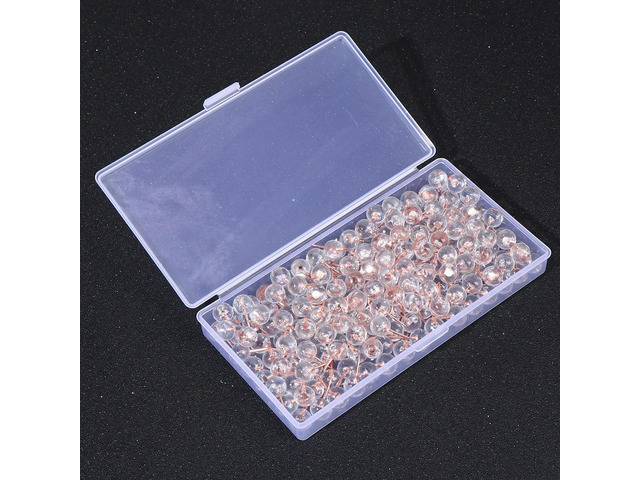 200Pcs Transparent Push Pins Premium Plastic Map Tacks for World Travel Maps Europe Usa Wall Decor Home Office School Use Safe