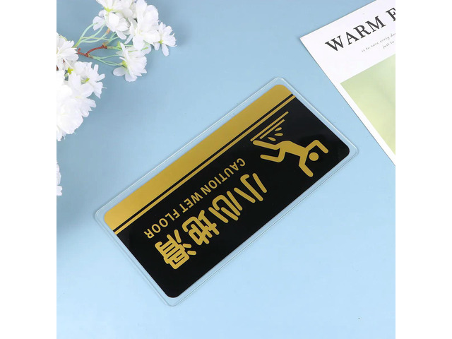2Pcs Swimming Pool Signboard Caution Wet Floor Sign Acrylic Adhesive Floor Safety Notice for Toilet Pool Kitchen