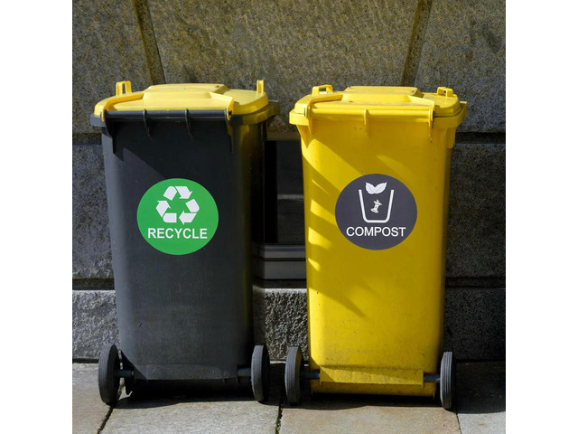 12Pcs Trash Bin Marking Sticker Large PVC Waterproof Adhesive Vinyl Easy Peel Stick for Plastic Glass Steel Surfaces
