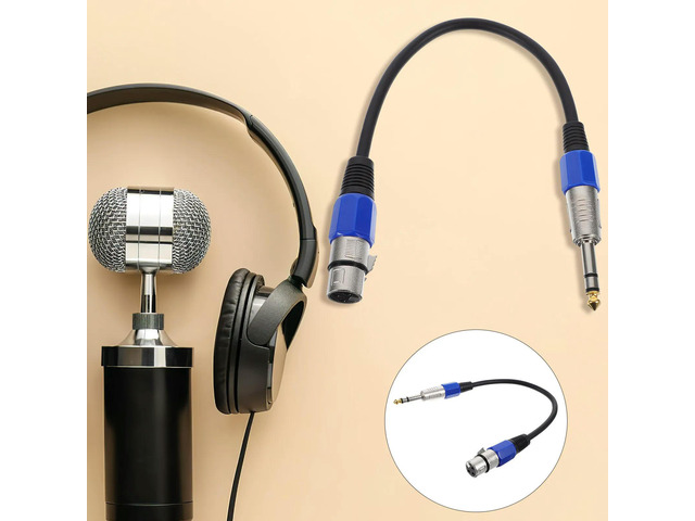 2Pcs Xlr to 6.35mm Trs Adapter Cable Male to Female 0.35m Short Microphone Patch Cord for Audio Mixing Consoles