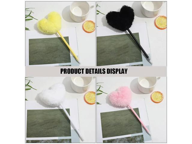 7Pcs Colorful Heart Ballpoint Pen Pom Pom Design Smooth Writing Pen Decorative Pens for School Office
