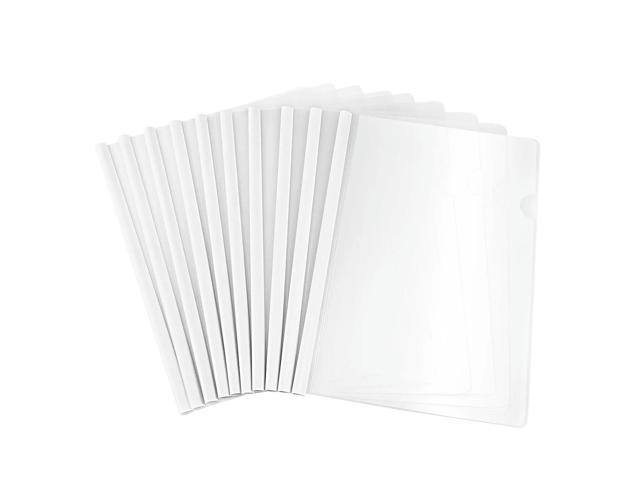 10Pcs File Folder Transparent Sliding Bar Holders for A4 Paper Display Report Covers Document Organizers Business School Office