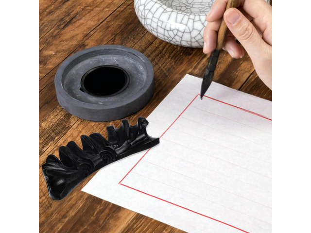 1Pcs Ebony Solid Wood Pen Shelf Hand-Polished Gloss Finish Elegant Brush Rest Stationery Paperweight Calligraphy Writing Brush