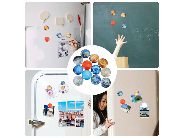 12Pcs Premium Glass Fridge Magnets 3D Moon Design Non-Scratch Magnetic Refrigerator Decor for Notes Photos Documents
