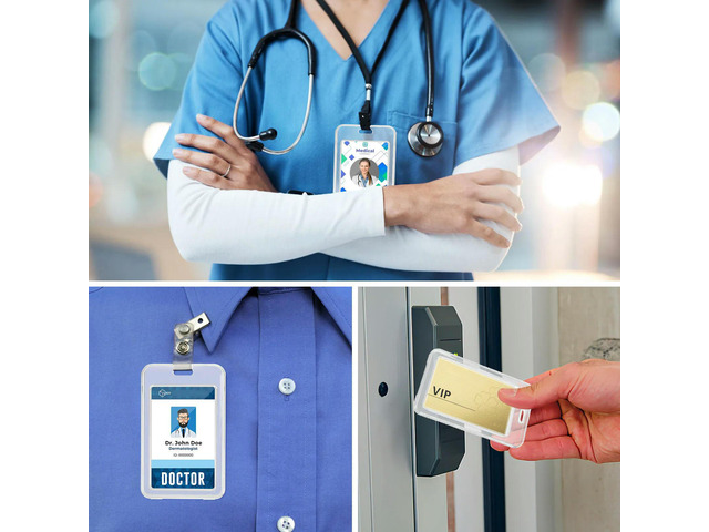 20Pcs Lightweight Plastic Id Badge Holder Transparent Frosted Material for Cards Passports Name Tags Professional