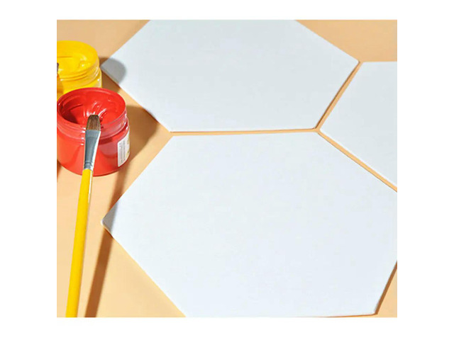 3Pcs Hexagon Thick Cotton Artist Canvas Boards Oil Paint Panels Suitable for Acrylic Tempera DIY Painting 12.5cm Side Length