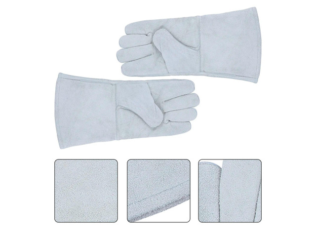1Pair Heat Resistant Cowhide Gloves Welding Protection Breathable Sweat Absorbing Warm Winter Cold Weather Unisex Rigger Outdoor