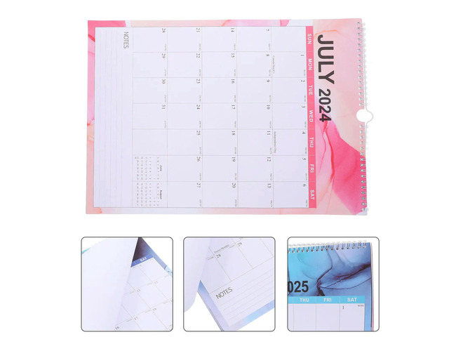 Wall Calendar 2024 Monthly Spiral Binding Hanging Calendar Home Office Classroom Daily Use English Planner Wall Calendars