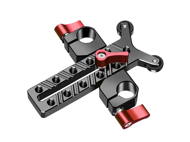 15Mm Rod Tube Clamp Camera Cage Rig Rod Camera Lens Adapter Telephoto Lens 1/4 Holes Lens Holder Extension Rail