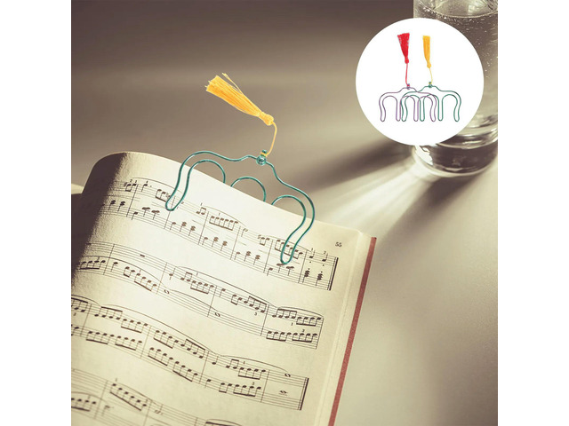 2Pcs l Music Book Page Clip Stainless Steel Shape Holder for Piano Scores Teaching Practice Hands-Free Reading