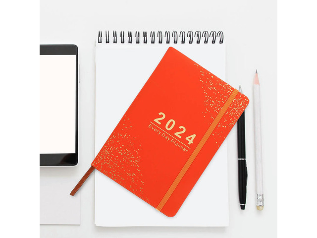 2024 Schedule Notebook English Agenda Notepad Wear Resistant Office Supply Daily Planner Organizer for Time Management and Habit
