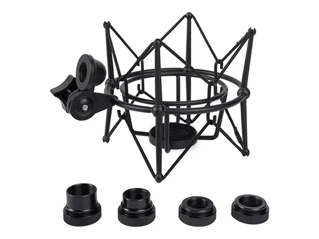 Microphone Shock Mount Adjustable Mount Recording Mic Stand l Bracket Pod Microphone Stand (Black)