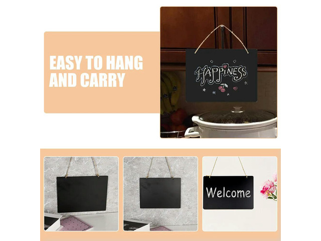 5Pcs Small Wooden Hanging Chalkboard Signs Mini Blackboard Message Board for Wall Door Office Home Decorative Erasable Wall Memo