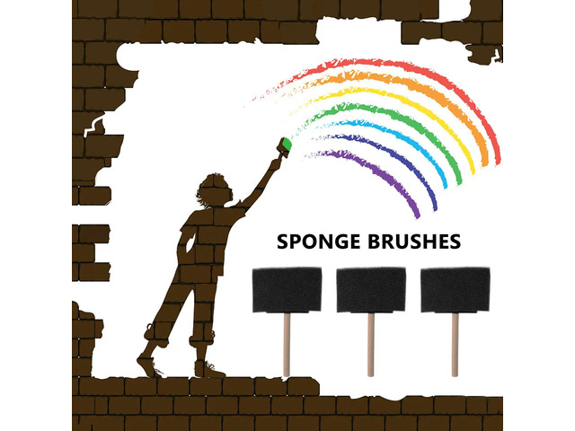 20Pcs Sponge Painting Brush Wooden Handle Bevel Tipped for Varnish Staining Art Supplies Sponge Bevel Tipped for Staining