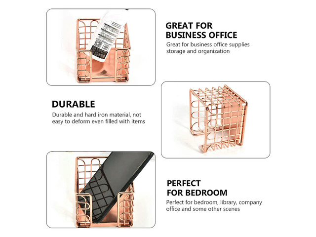 1Pcs Rose Gold Desktop Organizing Box l Box for Pens Business Office Supplies Study Room Bedroom Library Creative