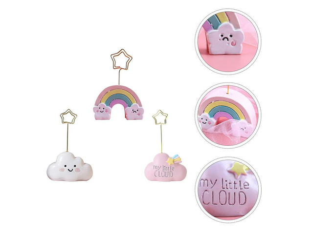 3Pcs Unique Cloud-Shaped Resin Note Holder Lovely Desktop Ornament for Romantic Wedding Party Decor Photo Card Holder Organizer