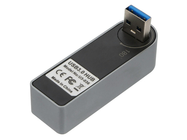 USB 3.0 Rotatable Aluminum Alloy Hub 3 Port Splitter Data Hub for Laptop Phone Keyboard Mouse Camera Expansion Transfer
