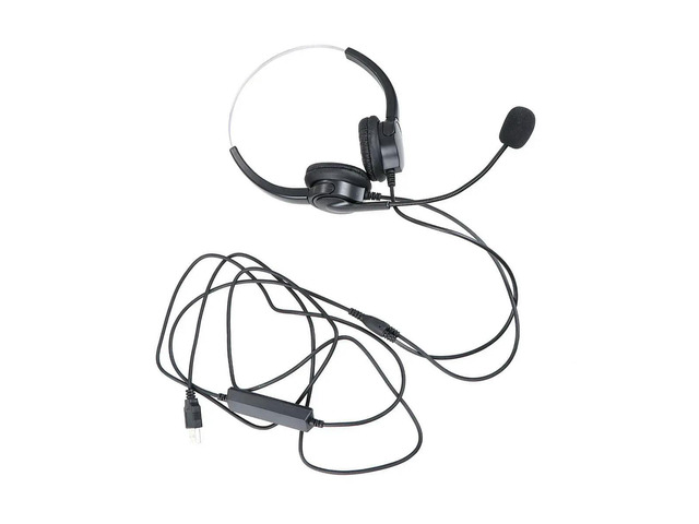 Head-Mounted Microphone Wired Dual Ear USB Microphone Omnidirectional Noise Reduction Speaker Mic for Telemarketing