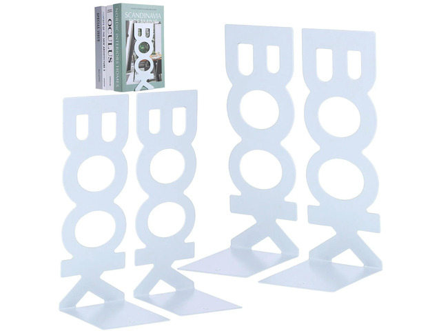 4Pcs Stylish l Bookends Heavy Duty Book Stopper with Anti Slip Pads for Shelves Books Upright Organization Decorative Book