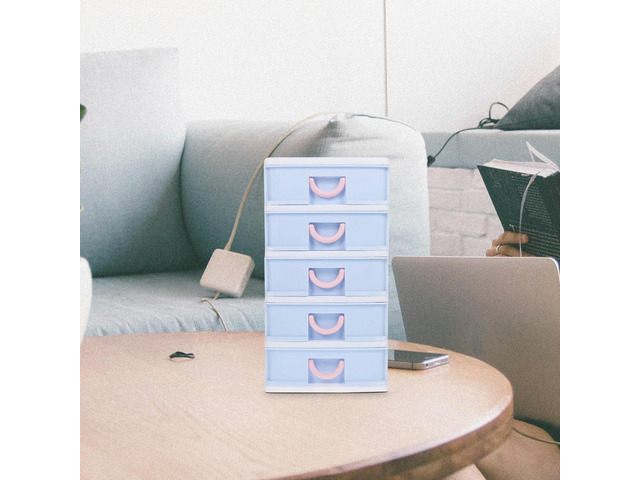 Desktop Box 5-Tier Drawer Organizer Large Capacity Plastic Cabinet for Stationery Makeup Cosmetics Desktop