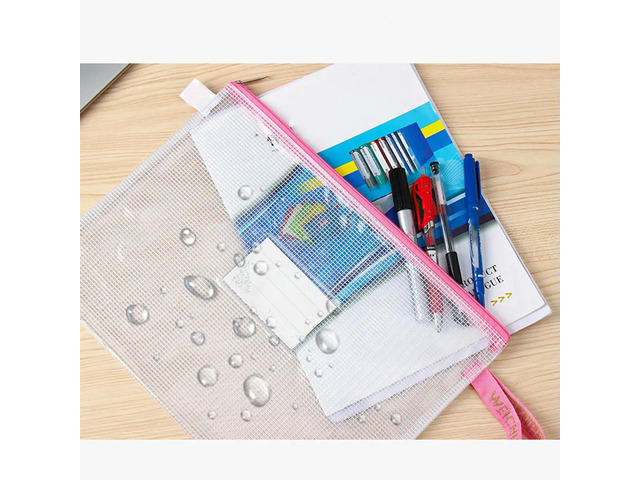 7Pcs Reinforced PVC Zipper File Bags Transparent Waterproof Oilproof Document Organizer for Office School Travel Home Use