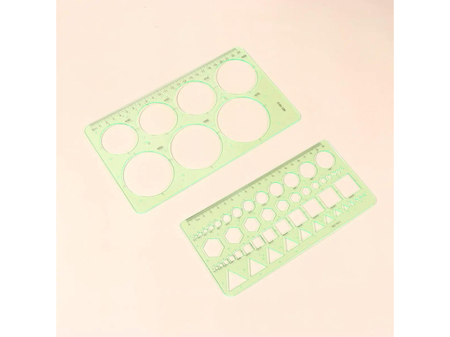 1Set Various Shapes Drawing Rulers Transparent Plastic Templates for Architecture Art Design School Office Supplies Light Green