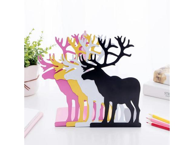 1Pair Stylish Elk Design l Book Stand Bookend for Books Magazines Files Desktop Organization Sturdy Holder Home