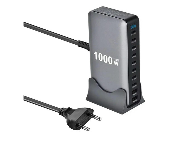 1000W Gan Desktop Fast PD3.1 USB Type C 10-Port Fast Charging Station Adapter For Mobile & Tablets