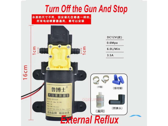For BS5500 6.0 12V Gun Shutdown Black Micro High Pressure Diaphragm Water Sprayer Car Wash Pump
