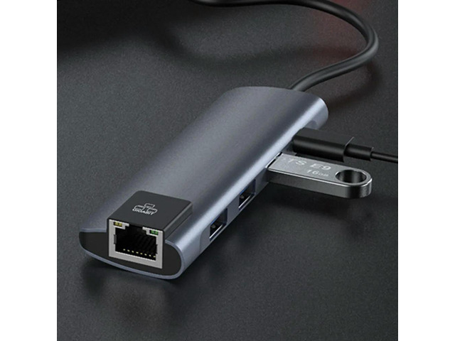 -in-1 USB Type-C Hub Docking Station Fast Data Transfer Plug-and-Play Compact Multiport Adapter for Laptop Desktop