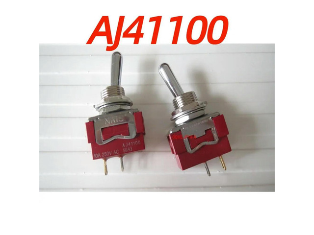 For AJ41100 Power Button 2 Pin 2 Gear Shaking Head Toggle Switch 10A250V Aperture 12MM
