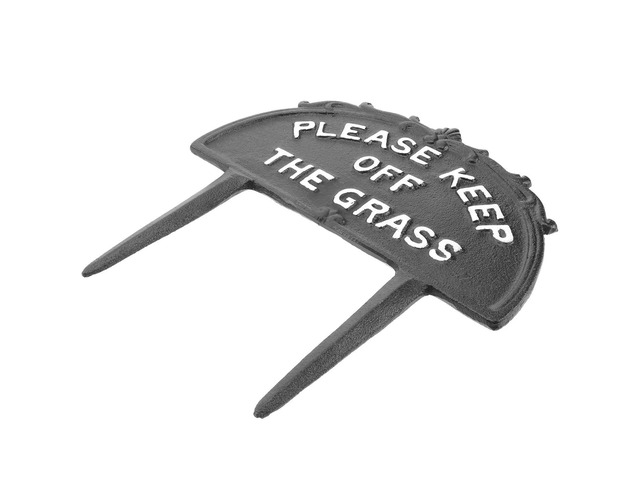 1pc Grass Protection Sign Premium Iron Warning Stake For Lawn Decor Keep Off The Grass l Sign Outdoor Safety Marker