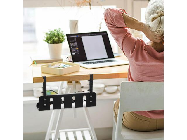 Under Desk Cable Management Tray Heavy Duty Iron Cord Organizer for Computer Phone Tablet Easy Clamp on No Drill Installation