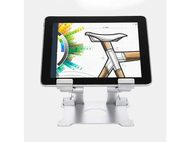Desktop l Phone Holder Silver Vertical Horizontal Adjustable Stand Base Bracket Tablet Support for Home Office