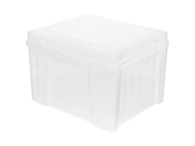 Photo Organizer Box Plastic Case with Removable Dividers for Photos Documents Desktop Organizer