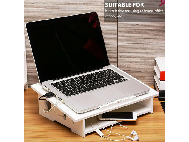Cooling Computer Stand Laptop Elevated Rack White S Heat Reducer Home Office School Use Item Space Saving