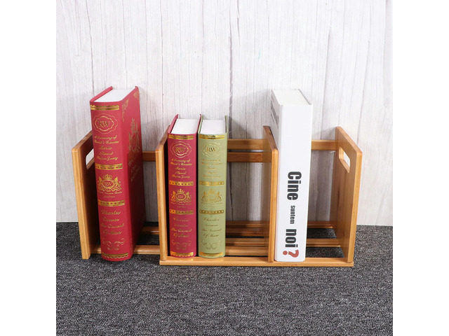 1Pcs Desktop Book Shelf Stretchable Mini Rack Adjustable Capacity Wood Friendly Odor Free