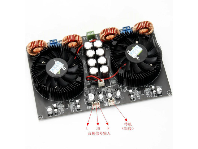 DC24V~48V TPA3255 Digital Class D Dual-core High-power 2.0 Power Amplifier Board (air-cooled) 600W+600W Luxury Amplifier Board