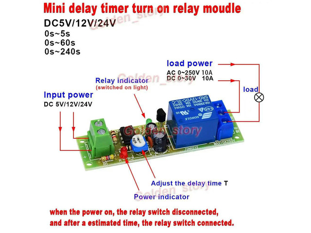 NE555 DC 12V Adjustable Time Trigger unlimited Cycle Timer Delay Turn On OFF Relay Switch Module Control