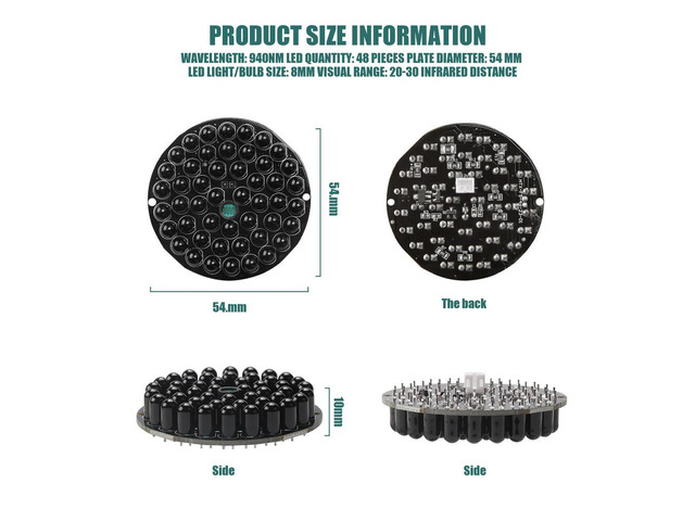 Advanced! IR Infrared LED Board 940nm 48pcs IR LEDs Invisible at night No exposure Light Board for IR Illuminator CCTV Accessori