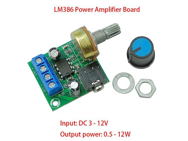 DC12V 12W LM386 Mono Mini Power Amplifier Board Adjustable Volume DIY Audio Module YX1667 for Electronic Projects