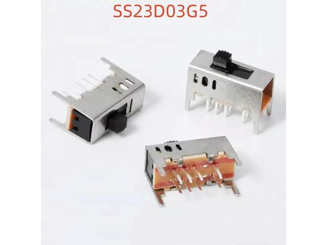 5PCS SS23D03G5 Small sliding toggle switch Double row vertical 3-gear 8-foot handle height 5mm with fixed bracket 2P3T
