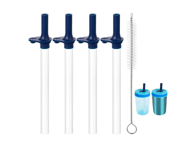 MEOF 4PCS Replacement Straws with Bite Valve for Zak DesignsKelso 15 OZ, with 1 Brush Reusable Kids Cup Replacement Straws