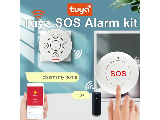 Tuya Elderly Pager Patient Bedside One-Button Emergency Bell SOS Call Alarm EU-Plug