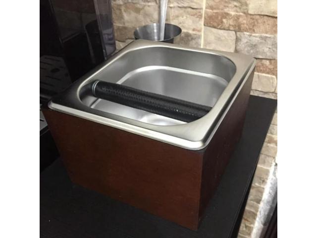 Coffee Knock Box Stainless Steel Wood Coffee Grounds Container Box Barista Coffee Residue Bucket Grind Waste Bin